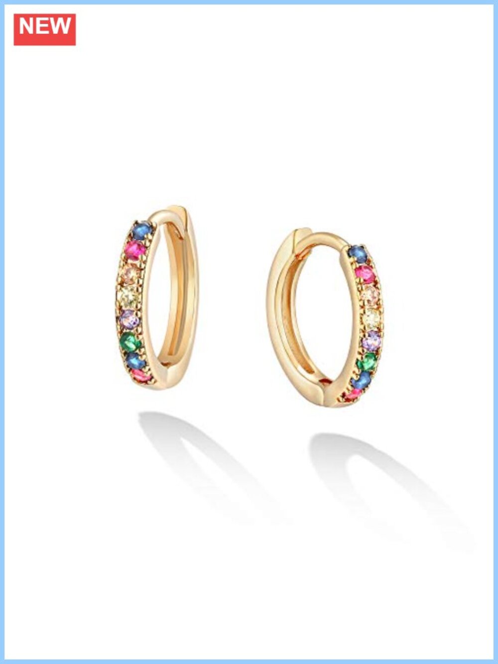 Gold Hoop Earrings Huggie Cubic Zirconia 14k Gold Plated Small Hypoallergenic